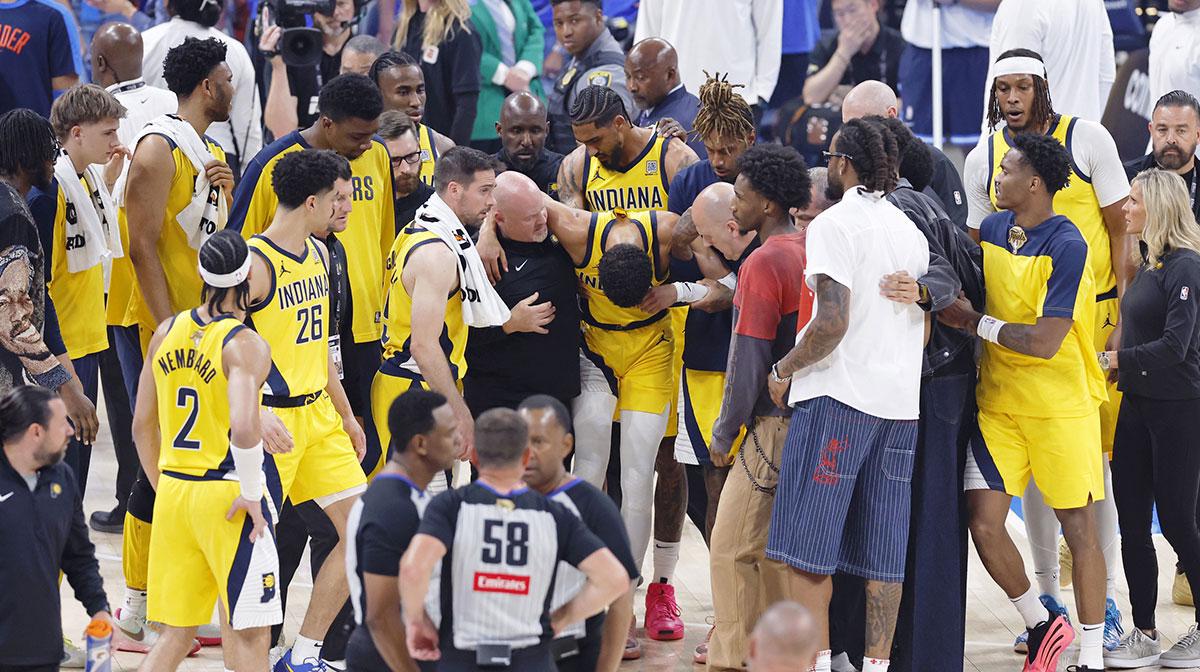 跟腱断裂，Shams确认哈利伯顿在 NBA 总决赛第7场比赛中跟腱撕裂